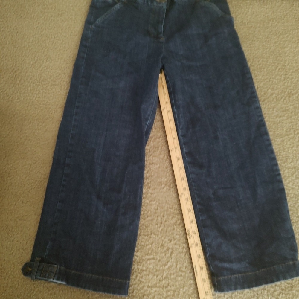 Lands' End Wide Leg Jeans Womens 6 Blue Excellent Original Fit Cropped Indigo